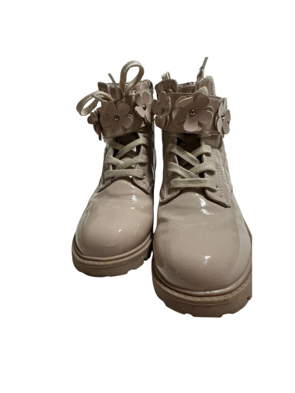 Jessica Simpson Girls Size 2 Beige Floral Patent Combat Boots